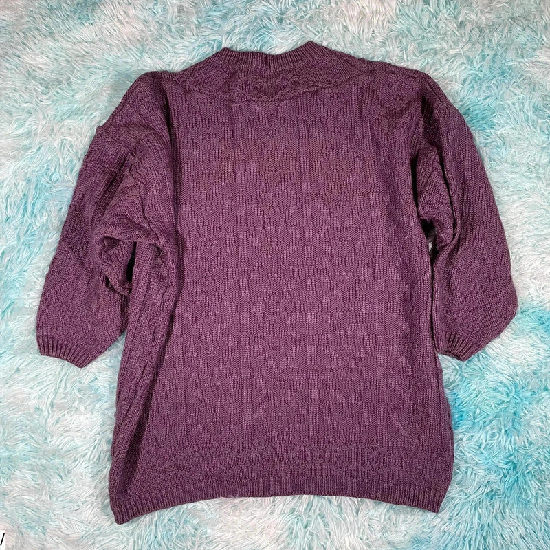 Vintage 80s Purple Knitted Jumper - Size 12