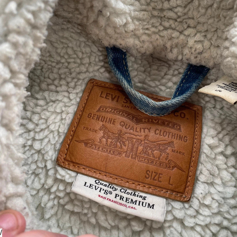 Light Blue Levi’s Sherpa Fleece Lined Denim Jacket - Large