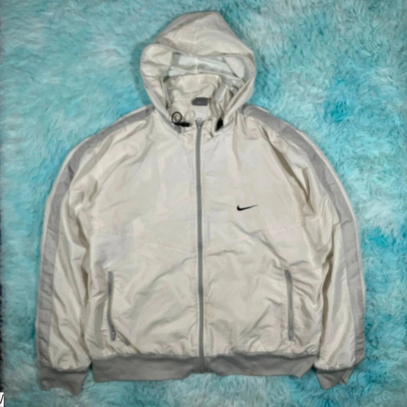 Vintage 00s Y2K White Nike Track Jacket - XL
