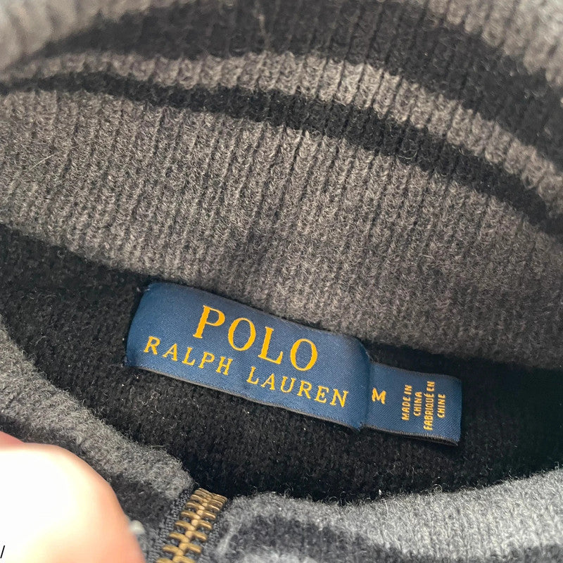 Grey Polo Ralph Lauren 1/4 Zip Jumper Wool Cashmere - Medium