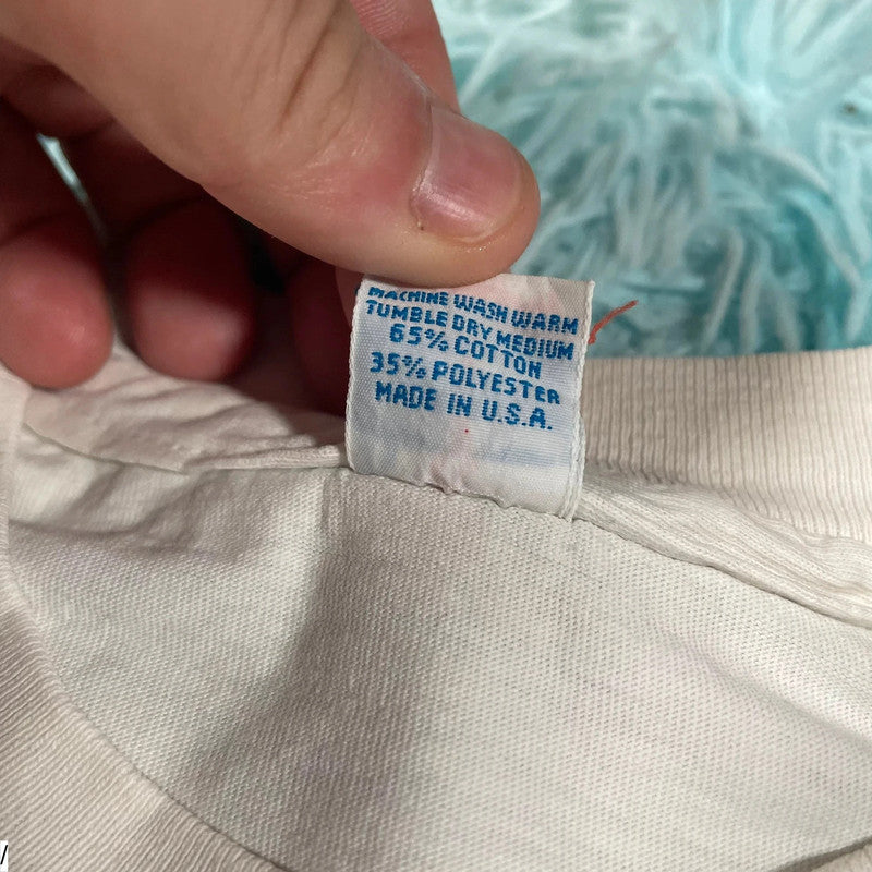 Vintage 70s White Hanes Blank T Shirt - Large