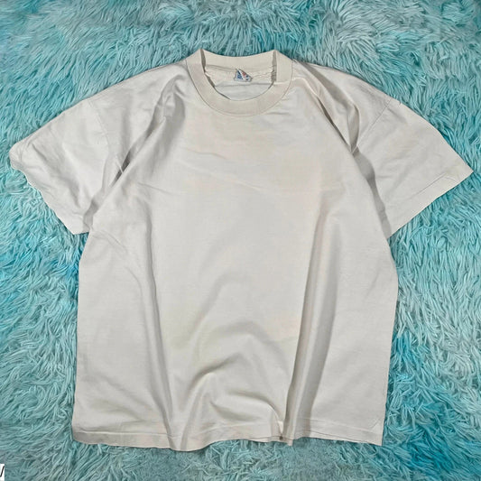 Vintage 70s White Hanes Blank T Shirt - Large