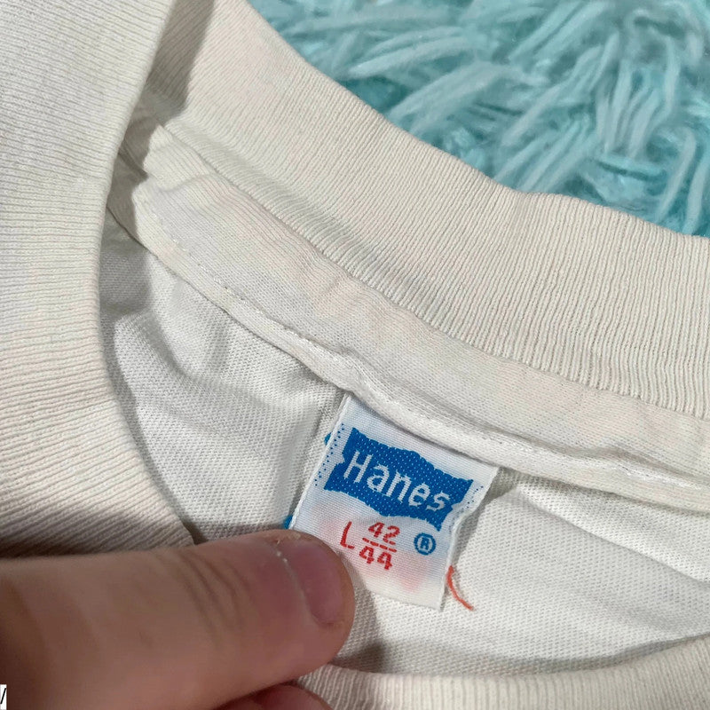 Vintage 70s White Hanes Blank T Shirt - Large