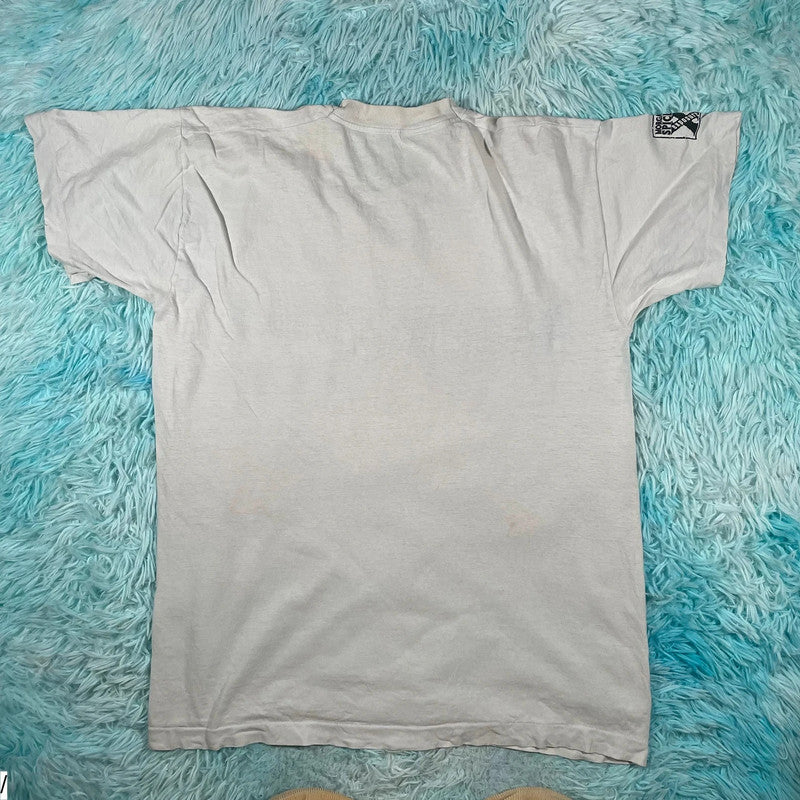 Vintage 80s White Morgans Rum Spiced Promo Graphic T Shirt - Large