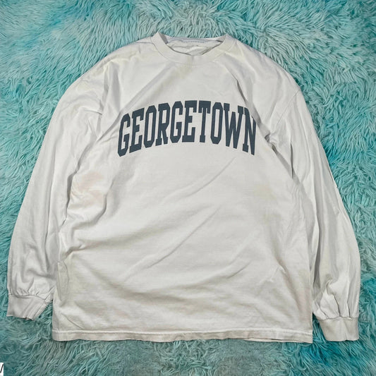 White Georgetown Long Sleeve T Shirt J Galt - XL