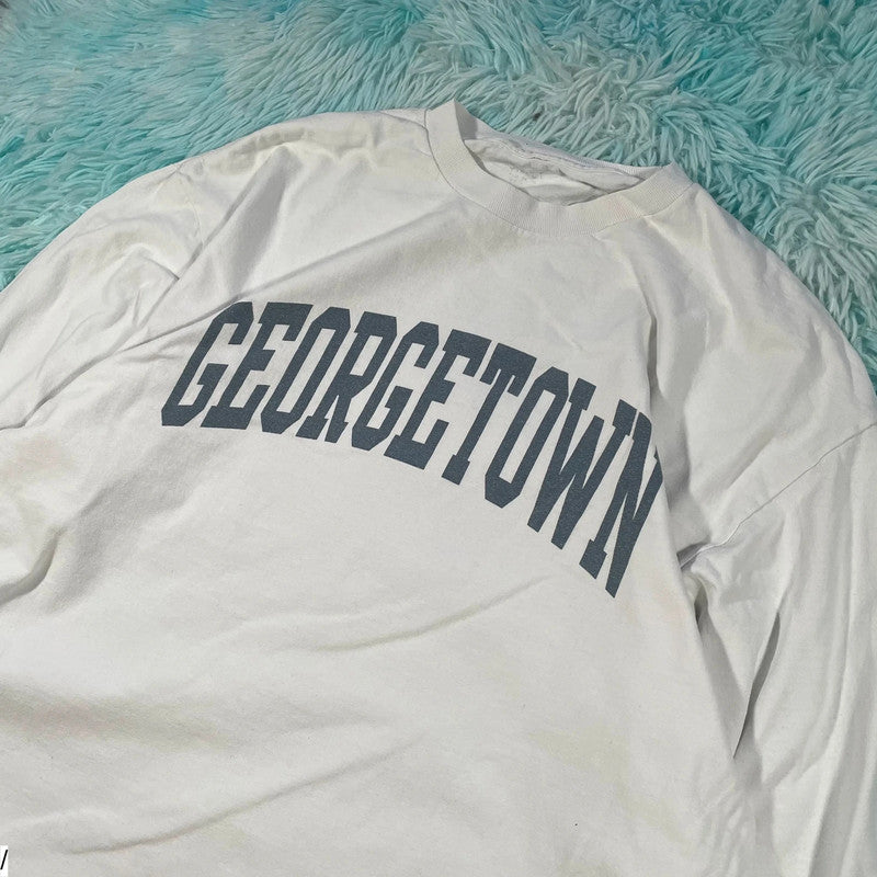 White Georgetown Long Sleeve T Shirt J Galt - XL