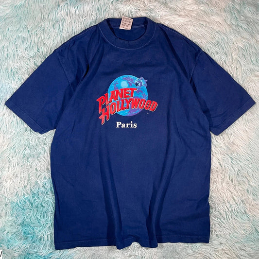 Vintage 90s Blue Plant Hollywood Graphic T Shirt - Large