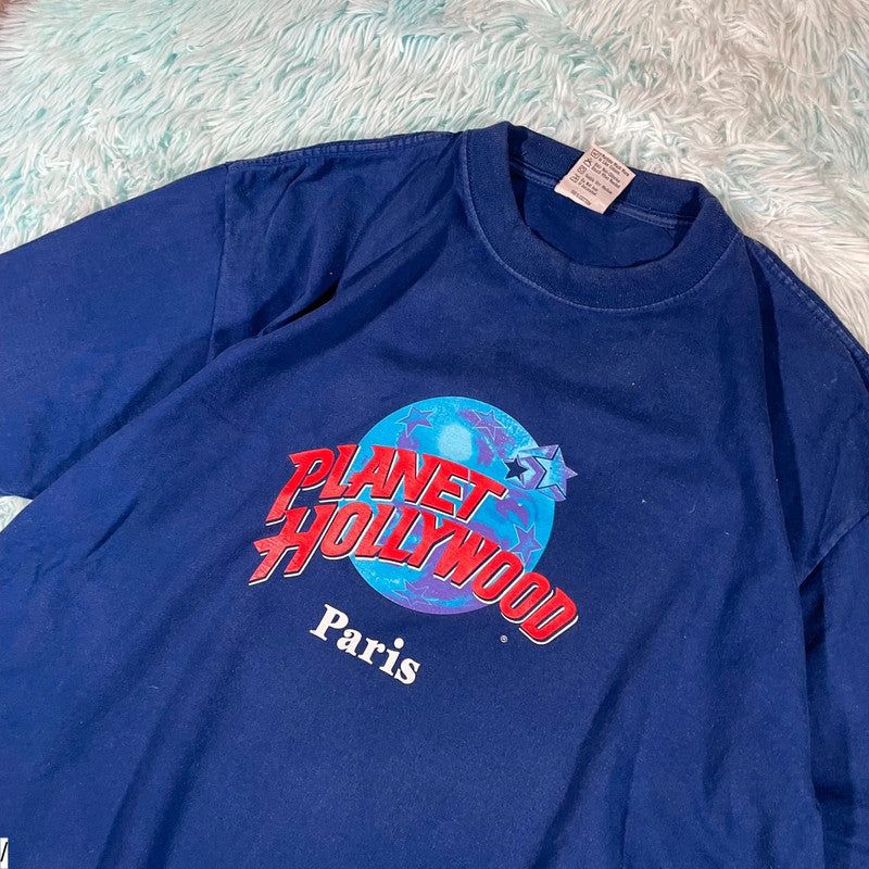 Vintage 90s Blue Plant Hollywood Graphic T Shirt - Large
