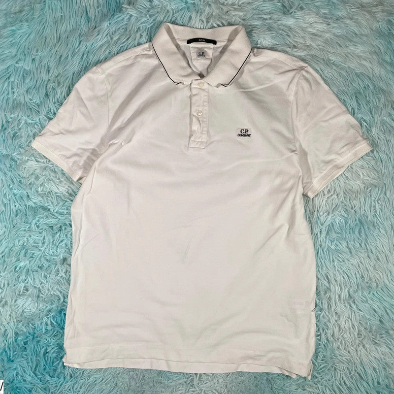 White CP Company Polo Shirt - XL