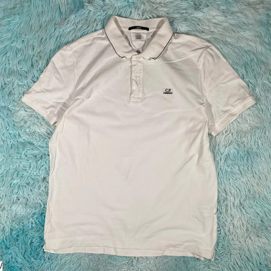 White CP Company Polo Shirt - XL