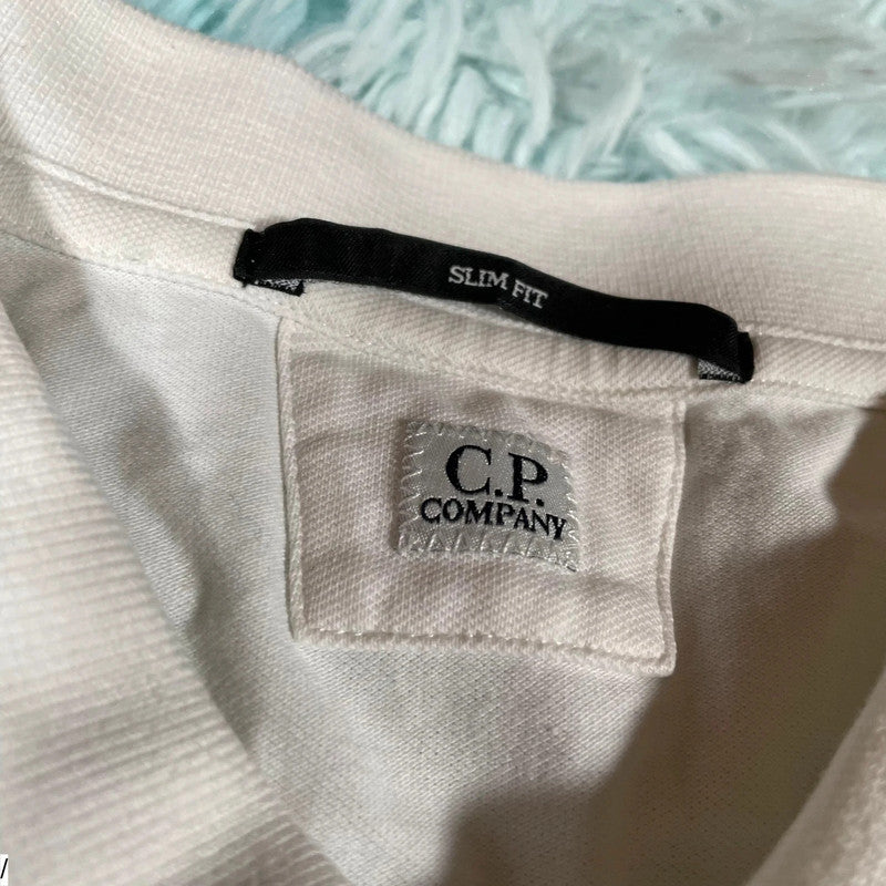 White CP Company Polo Shirt - XL