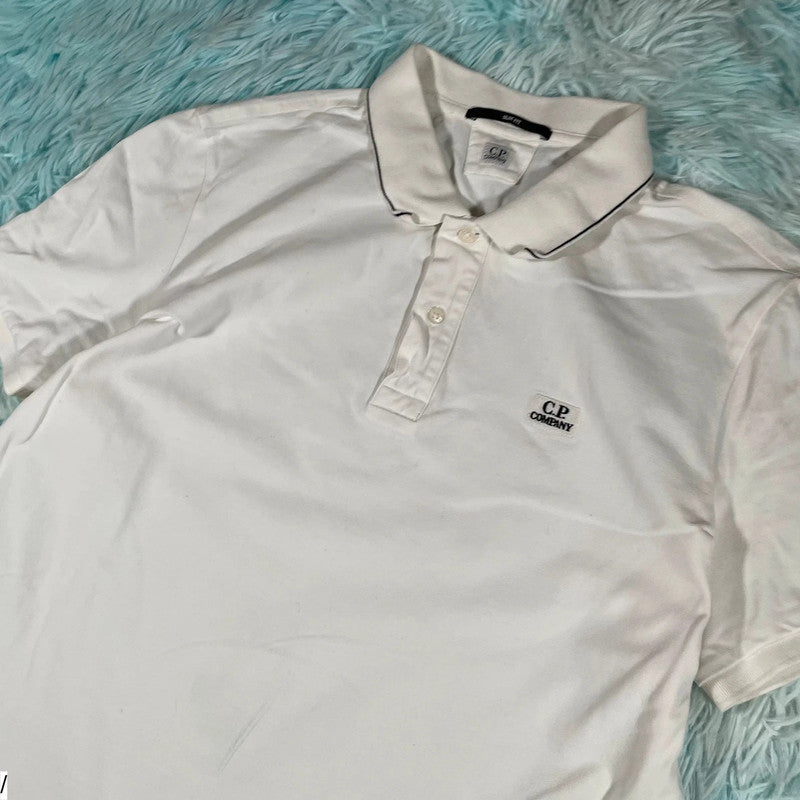 White CP Company Polo Shirt - XL