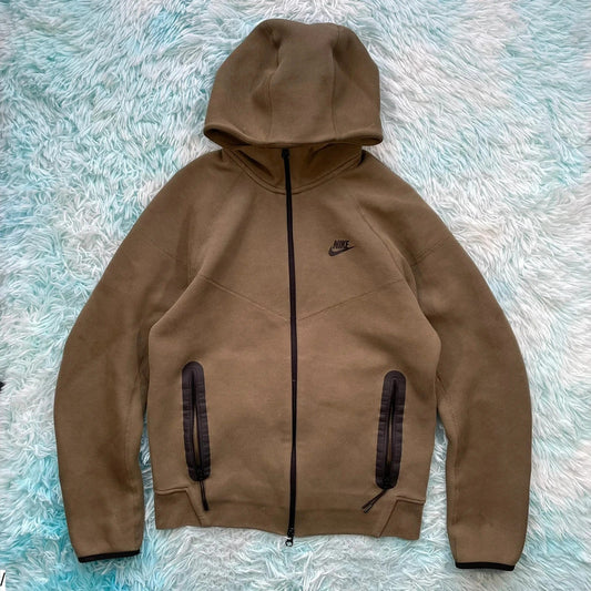 Khaki Nike Tech fleece Hoodie - Small