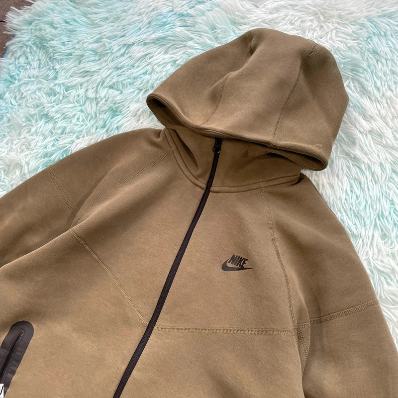 Khaki Nike Tech fleece Hoodie - Small