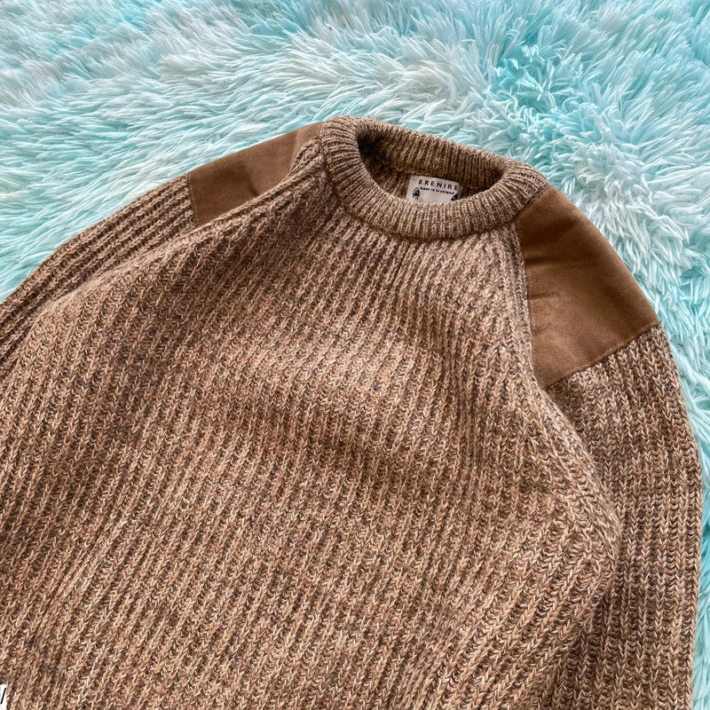 Vintage Beige Brenire Chunky Knit Wool Jumper - Medium