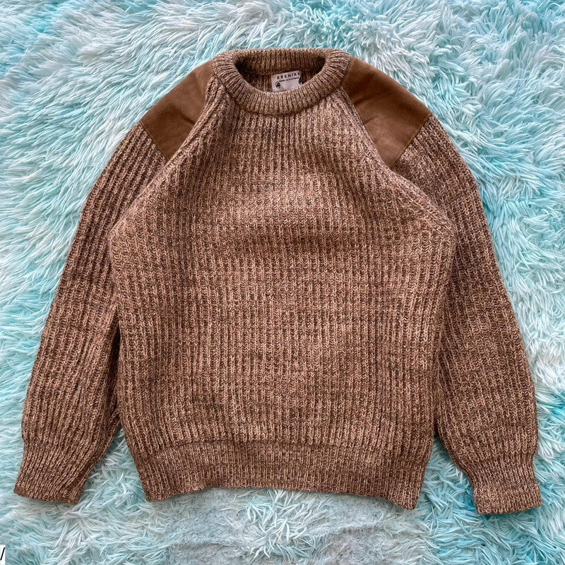 Vintage Beige Brenire Chunky Knit Wool Jumper - Medium