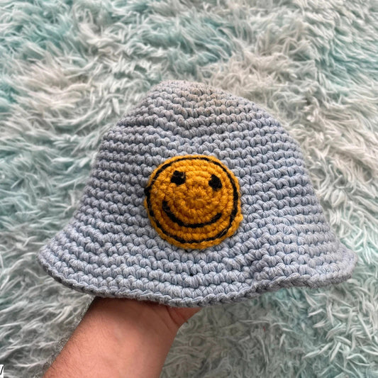 Baby Blue Crochet Hat Smiley