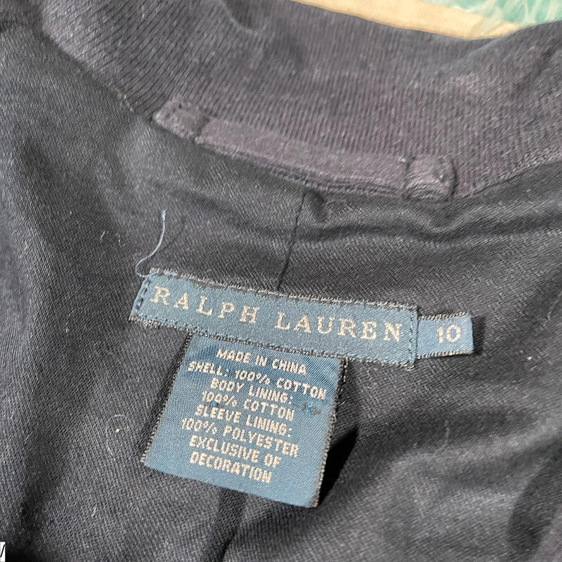 Vintage Navy Polo Ralph Lauren Cotton Blazer Jacket Crested - 10