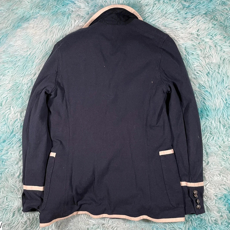 Vintage Navy Polo Ralph Lauren Cotton Blazer Jacket Crested - 10