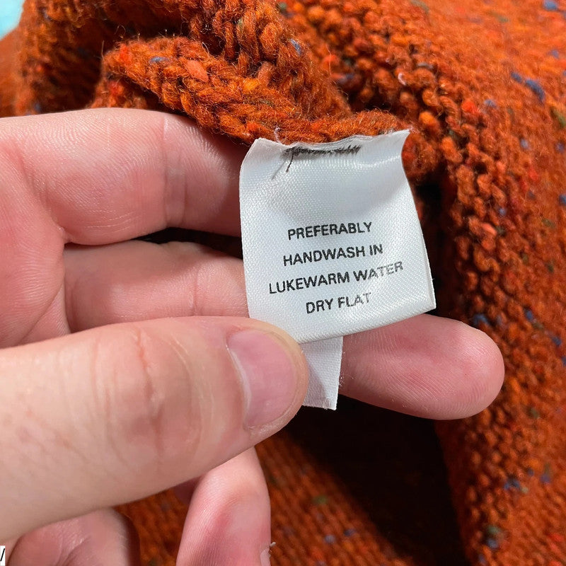 Vintage 90s Orange Irish Wool Knitted Jumper - Large
