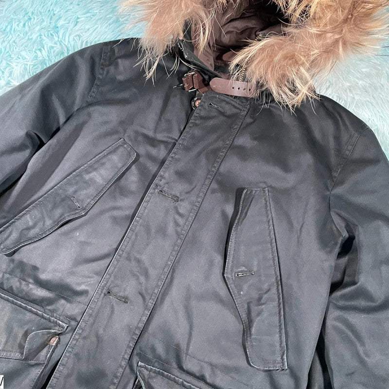 Black Hackett Arctic Parka Coat Jacket - Medium