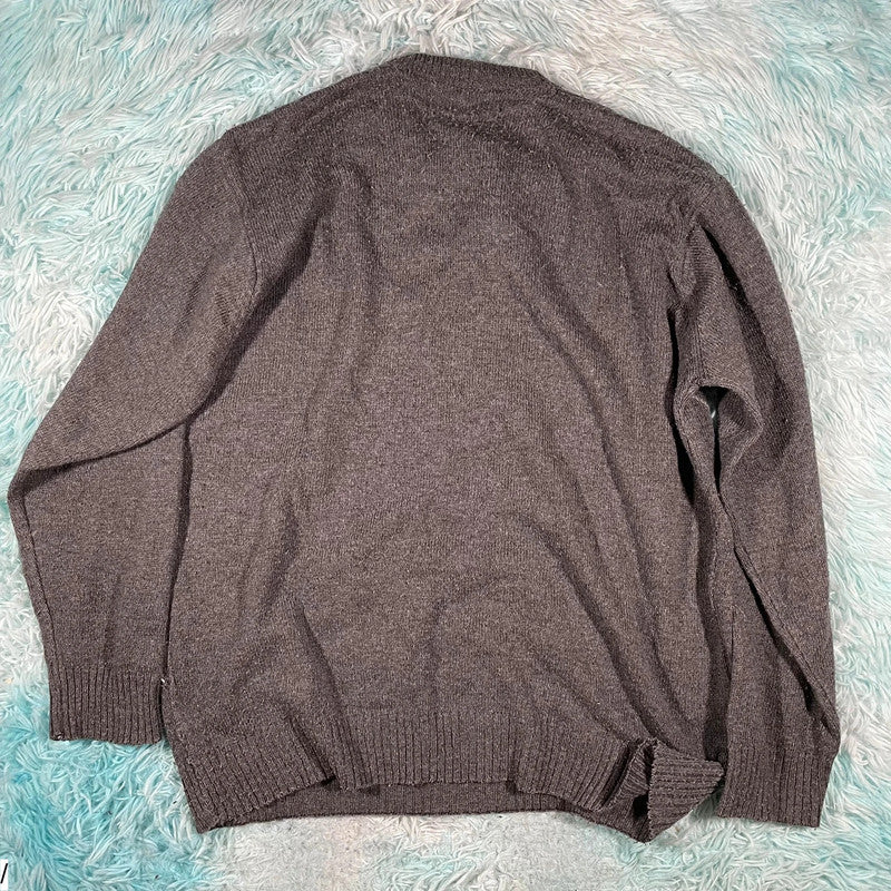 Vintage 90s Grey Grunge Patterned Knitted Jumper - XL
