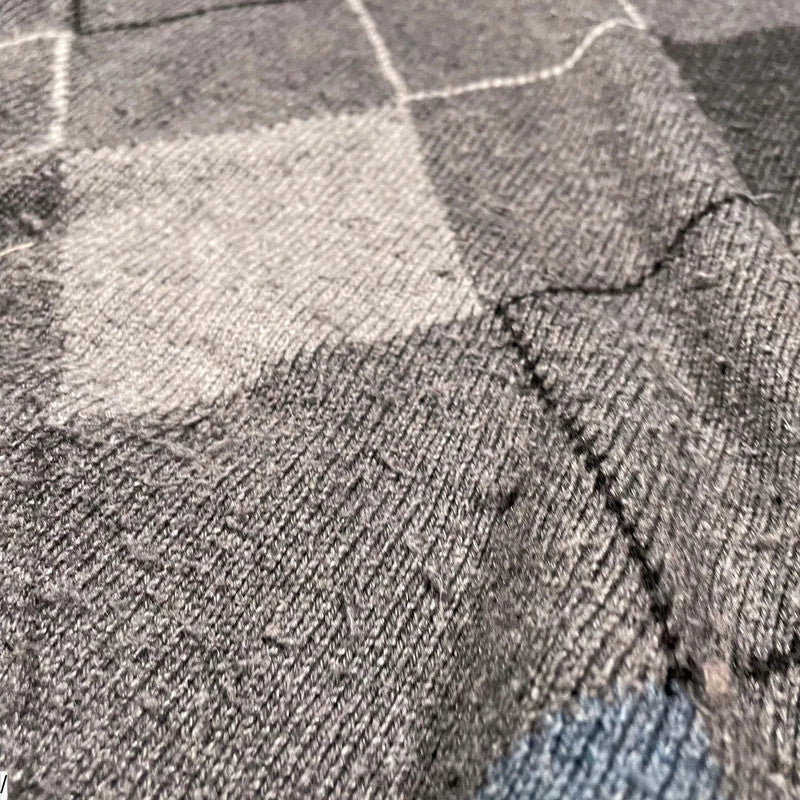 Vintage 90s Grey Grunge Patterned Knitted Jumper - XL