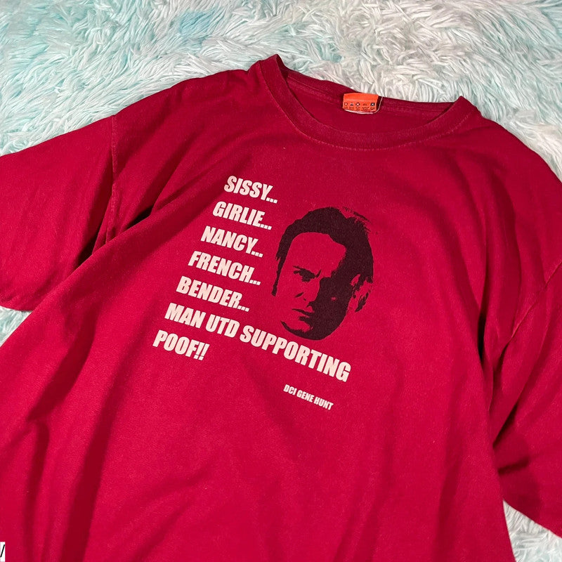 Vintage Red Life of Mars Gene Hunt Graphic T Shirt