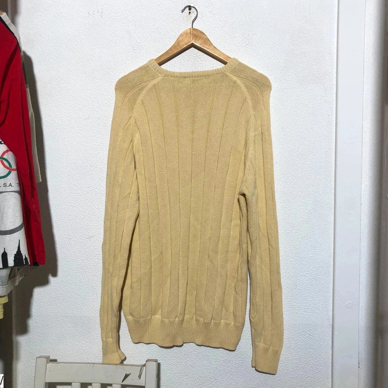 Vintage Yellow Nautica Knitted Jumper Heavyweight - Large