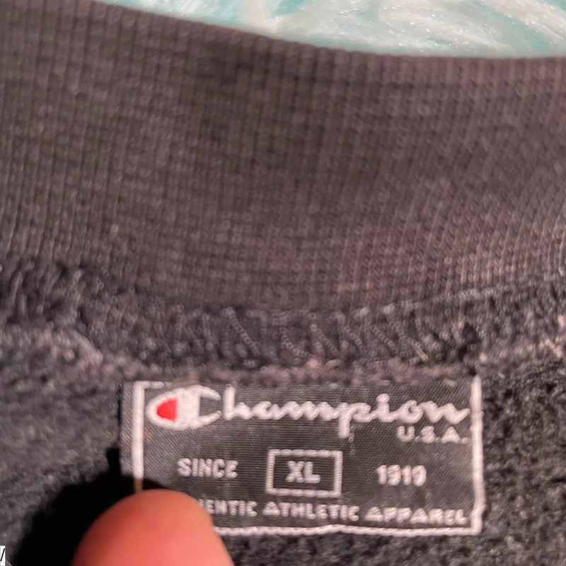 Vintage 90s Black Champion Sweatshirt Spellout - XL