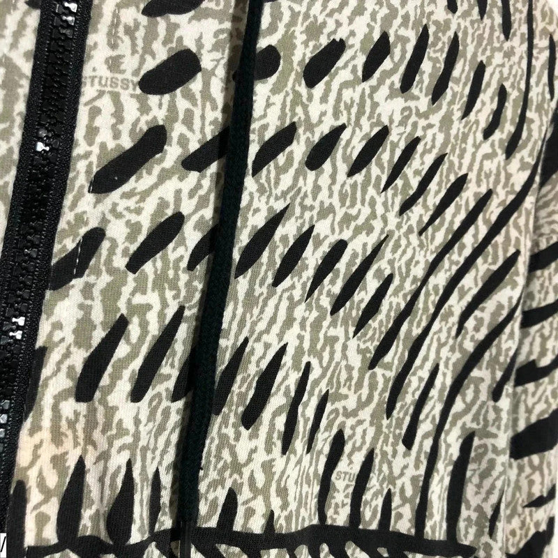 Vintage Leopard Print Stussy Lightweight Hoodie - Large