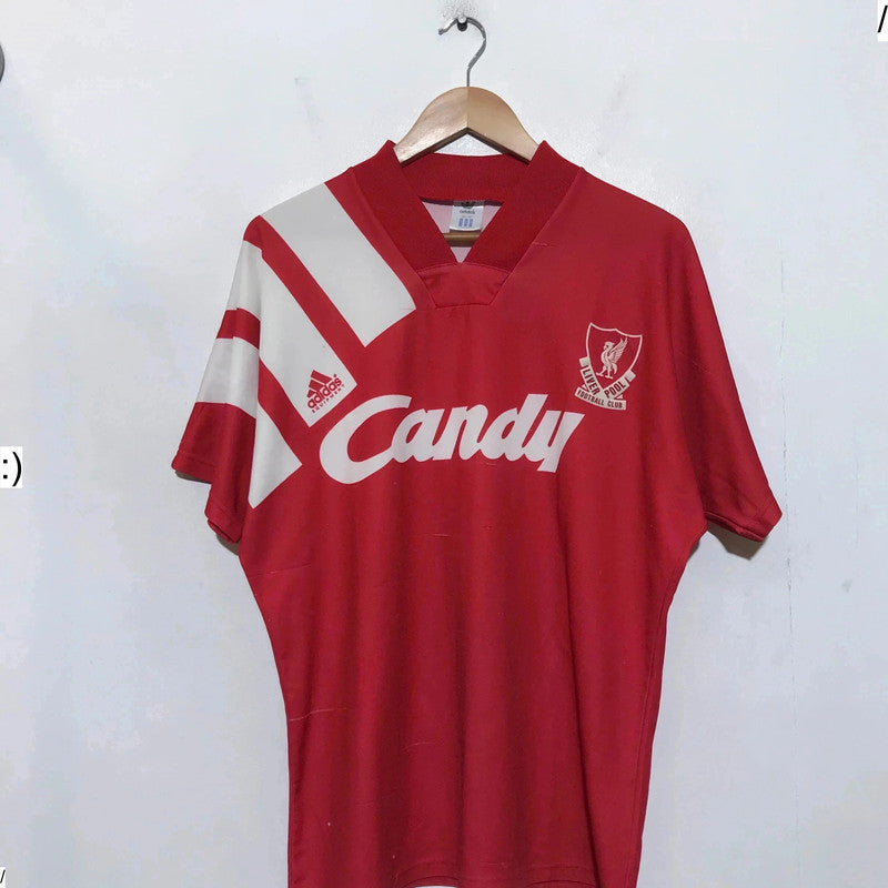 Vintage 1991-1992 Liverpool Shirt Adidas Candy Home Kit - Medium