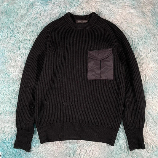 Black Rag & Bone Chunky Knitted Jumper - Small