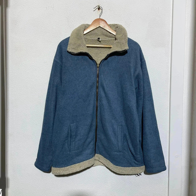 Vintage Blue Sherpa Fleece Jumper - Medium