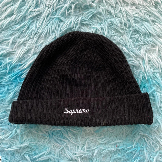 Black Supreme Beanie Hat