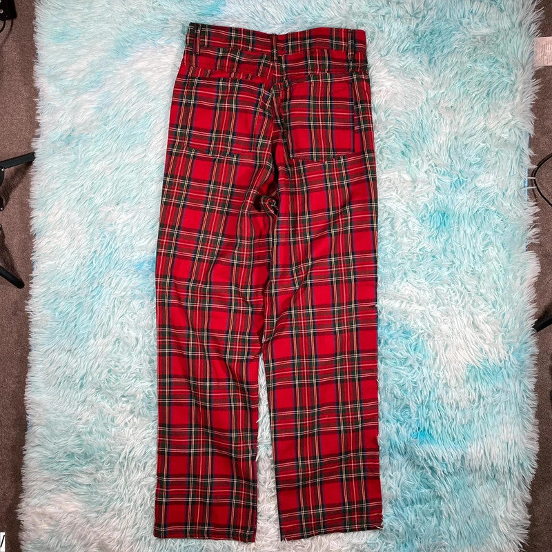 Vintage 90s Red Tartan Golf Trousers - 32W 32L