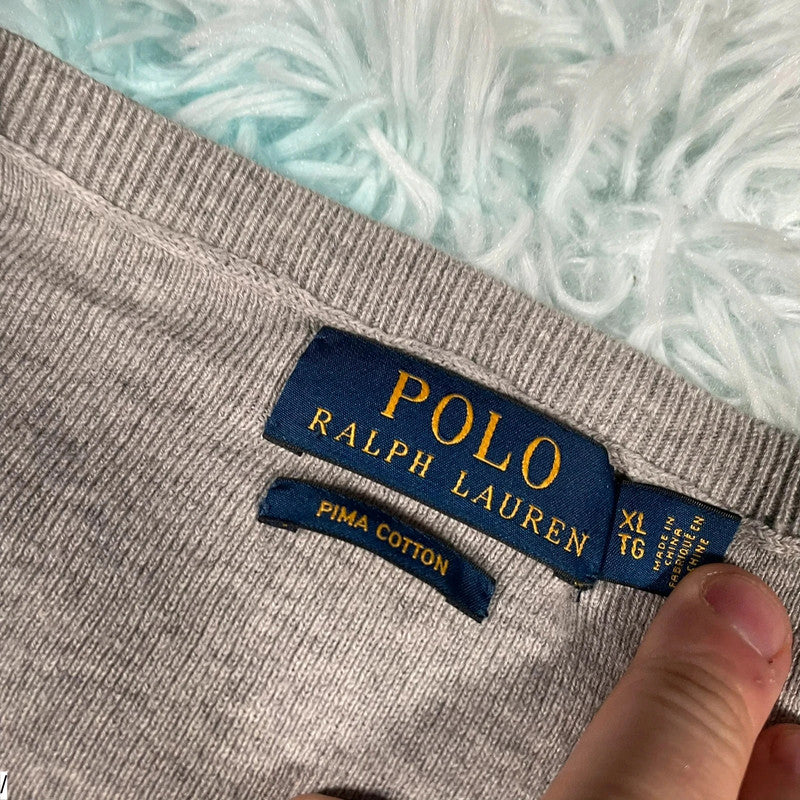 Grey Polo Ralph Lauren V Neck Jumper - XL