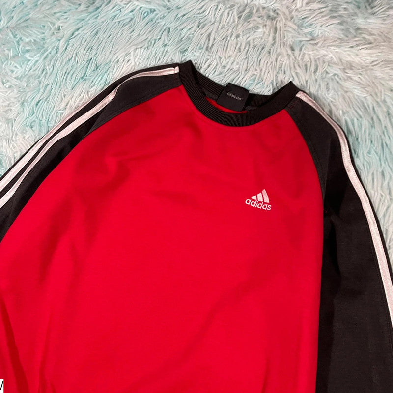 Vintage 00s Red & Black Adidas Sweatshirt - Medium