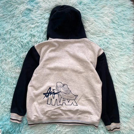 Vintage 90s Grey & Navy Nike Hoodie Full Zip - XS