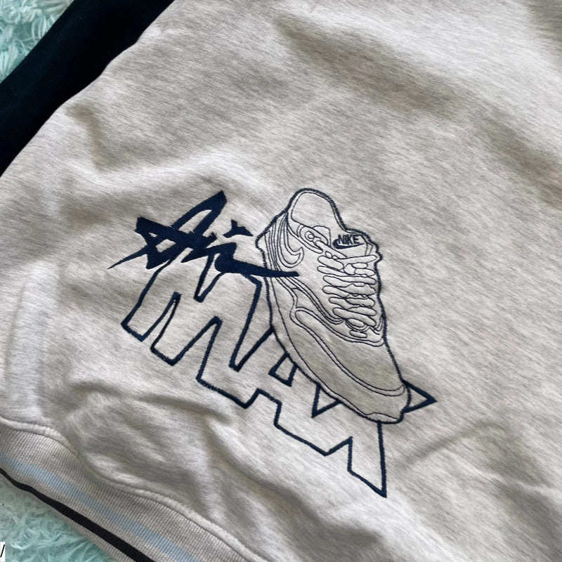 Vintage 90s Grey & Navy Nike Hoodie Full Zip - XS