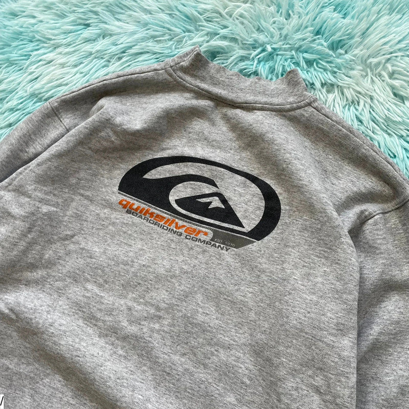 Vintage 90s Grey Quiksilver Sweatshirt Graphic - Small