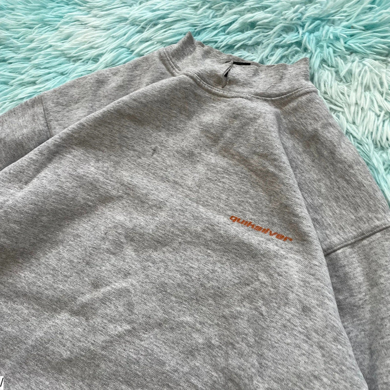 Vintage 90s Grey Quiksilver Sweatshirt Graphic - Small