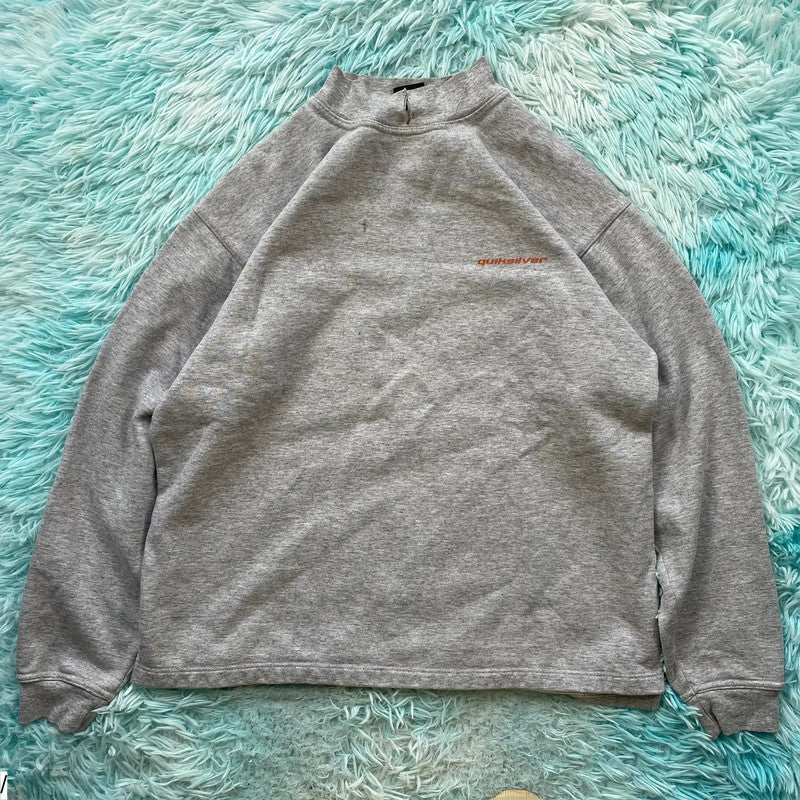 Vintage 90s Grey Quiksilver Sweatshirt Graphic - Small