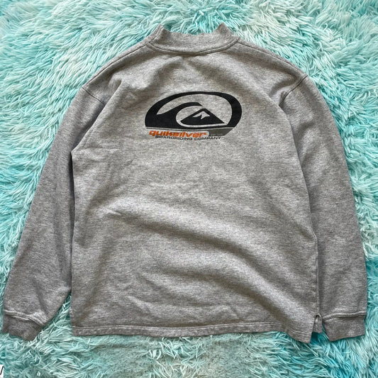 Vintage 90s Grey Quiksilver Sweatshirt Graphic - Small