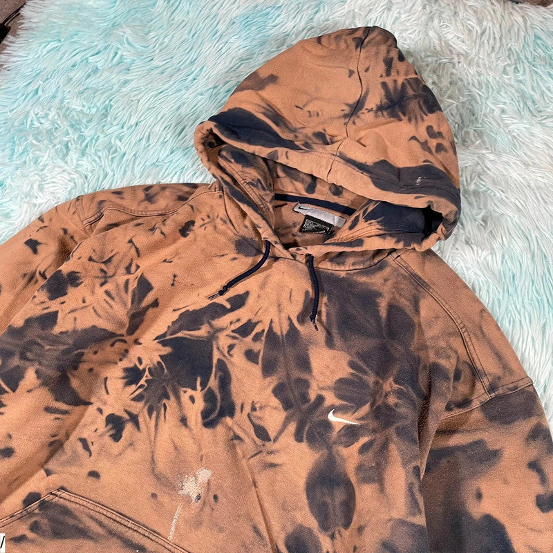 Vintage 00s Bleach-Dyed Nike Hoodie - Large