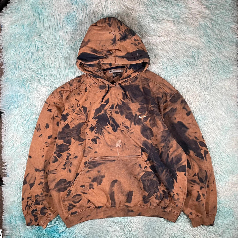 Vintage 00s Bleach-Dyed Nike Hoodie - Large