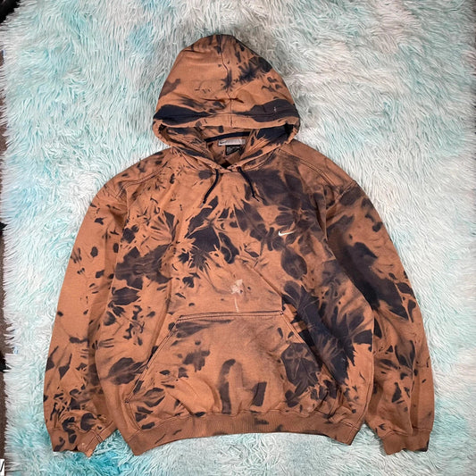 Vintage 00s Bleach-Dyed Nike Hoodie - Large