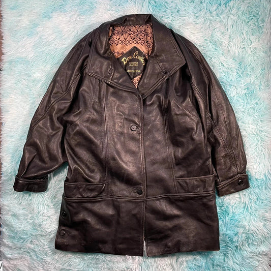 Vintage 90s Black Leather Jacket - Medium