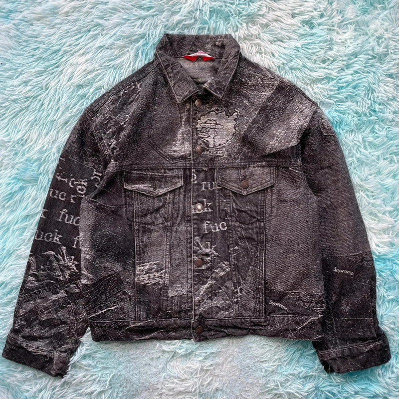 Grey Supreme Archive Denim Trucker Jacket - Small