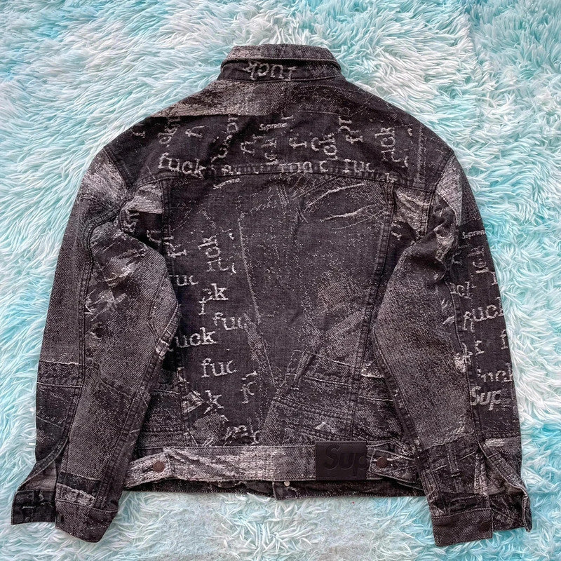Grey Supreme Archive Denim Trucker Jacket - Small